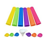 HRLORK Ice Lolly Moulds Silicone Popsicle Molds with Lids Silicone Funnel Multi Reusable for Kids Ice Cream Moulds- 7 Pack