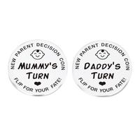 HRLORK New Parents Decision Coin Stainless Steel Decision Coin Funny Newborn Baby Gifts Mum and Dad Flip Coin for Mother's Day Birthday Shower Gift Novelty Gift