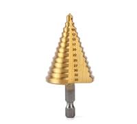HRLORK Step Drill Bit 1 Pcs 5mm-35mm Cone Drill Bits Hole Cutter Titanium Coated Hard Metal Spiral for Wood Drilling