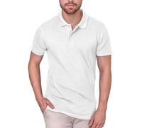 HRM Premium Men's Heavy Stretch Polo Shirt Made from 95% Cotton and 5% Elastane - Basic Polo Shirt Washable up to 40°C Sustainable Workwear, White (White 02-White), L