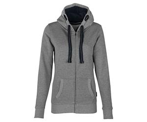 HRM Women's Hooded Jacket, Premium Hooded Jacket with Contrast Lining, Basic Hoodie with Zip, Zip Hoodie, Sustainable Women's Tops, mottled grey, XL