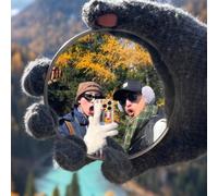 Hrnytdek 2 Pcs Take-Away Makeup Touch-Up Convex Mirror, 3.75" and 3" Non Reversing Small Circle Round Convex Mirror for Portable Handheld Phone Photos Circular Outside Travel Image