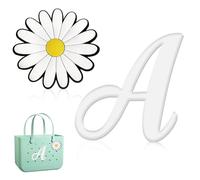 Hroatpk Charms for Bogg Bag, 2pcs Letter & Flower Decorative Alphabet Accessories, Compatible with Simple Modern Beach Bag, Rubber Tote Bag