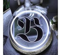 Hroavan Iconic B Letter Neon Sign for Wall Decor, White Modern LED Light with Dimmer, USB Powered for Bedroom, Vanity, Dorm, Home Studio, Trendy Gift for Her, Music Lovers & Solo Artist Fans
