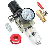 Hromee 1/4 Inch Air Compressor Filter Regulator Combo, Water Oil Separator with Pressure Gauge, Manual Drain, Ball Valve and Bracket AW2000-02