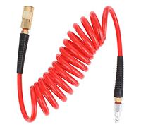 Hromee 1/4-Inch x 10ft Polyurethane Recoil Air Hose with Fittings Compressor Hose with 1/4 in. Industrial NPT Coupler and Plug Kit, Red