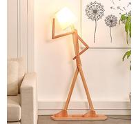 HROOME Cool Tall Wood Floor Lamp for Living Rooms Bedrooms - Office Corner Decorative Reading Standing Arc Light Creative Swing Arm Gift Ideas for Kids Boys Girls Bedside - LED Bulb Included (Ash)