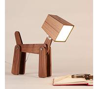 HROOME Fun Unique Dog Table Lamp Dimmable Touch Sensor Wood Cute Bedside Desk Lamp Warm White Light Gifts for Kids Boys Girls Living Room bedrooms Reading Writing (Medium-Walnut Color)