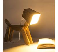 HROOME Super Cute Dog Table Lamp for Kids Room Bedroom Bedside - Dimmable Touch Control Wood Fun Unique Desk Lamp Warm White Light Gifts for Friends Boys Girls Dorm Farmhouse (Medium-Wood Color)