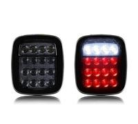 HRQCTIM Rear Tail Light For Jeep For Wrangler YJ TJ CJ 2pcs 16 LED Tail Lights Smoked Shell Tail Light Rear Brake Reverse Light Turn Signals Auto Parts(Smoked without Turn)