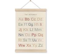 HRQKO Alphabet Poster Hanger Frame, Nursery Wall Decor, Boho ABC Poster Wall Art with Wooden Frames, Alphabet Banner Wall Hanging Decor for Toddler Playroom, 12x16 Inch