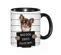HRRASFAZF Ceramic Coffee/Tea Mug, 11 oz Funny Mugs,Funny Cute Chihuahua Dog Holding a Placard While a Mugshot is Taken,Gifts for Mothers Day,Birthdays,Christmas,Valentines,Anniversaries