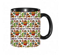 HRRASFAZF Ceramic Coffee/Tea Mug, 11 oz Funny Mugs,Mexican Decorations, Viva Mexico with Native Elements Poncho Tequila Salsa Hot Pe,Gifts for Mothers Day,Birthdays,Christmas,Valentines,Anniversaries