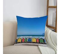 HRRASFAZF Printed Throw Pillow Covers Pillow Case Home Decorative Cushions Accessories for Home Bedroom Living Room,Colorful coastal seaside，Vivid beach hut in the ocean beautiful scenery，Co,50x50 cm