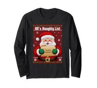 HR's Santa Naughty List Ugly Christmas Sweater Front Back Long Sleeve T-Shirt