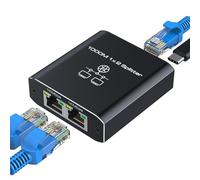 HRSDEIE Ethernet Splitter High Speed 1 to 2 Out 1000Mbps, Ethernet Gigabit Network Switch 2 Port Network Splitter with Type-C Power Cable for Cat 5/5e/6/7/8, Support Two Devices Working Simultaneously