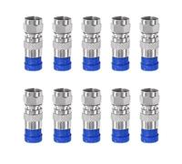 HRSYYL10pcs RG6 Compression F Type Straight Antenna Cable Connector Coax Adapter 75 Ohm F-Type Compression Fitting Adapter for RG-6 Coaxial Cable (Blue)