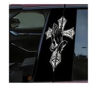 HRTSDNLC Praying Hand Cross Car B Pillar Sticker Waterproof Vinyl Retro Art