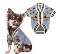 HRTTSY Small Dog Jumper Cute Bear Warm Winter Dog Clothes Girl Boy Puppy Cardigan Sweater Soft Cozy Cute Pet Knitwear Outfits for Small Medium Dogs Cats Cold Weather Coats Jackets (Blue,X-Small)