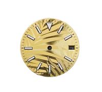 HRTUFN WCC00816 28.5mm Watch Dial Leaf Pattern Faces with Blue Green Luminous Accessories Replacement for NH35 4R 8215 2836 Movemen