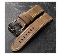 HRTUFN WCC00816 Handmade Bronze Watch Leather Watchband 20 22 23 24 26MM Brown Men Thickened Pure Copper Buckle First Layer Of Cowhide Strap(D Style,21mm)
