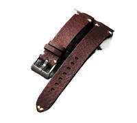 HRTUFN WCC00816 Handmade Leather Strap, 18 19 20 21 22MM, Crazy Horse Brown Black Men's Vintage Fitted Military Watch Antique Bracelet(Maroon,19mm)