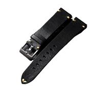 HRTUFN WCC00816 Handmade Leather Strap, 18 19 20 21 22MM, Crazy Horse Brown Black Men's Vintage Fitted Military Watch Antique Bracelet(Brack,19mm)