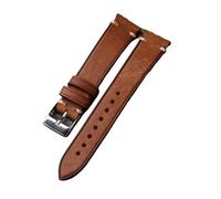 HRTUFN WCC00816 Vintage Brushed Leather Watchband 18 19 20 21 22MM Ultra-Thin Soft, Black, Brown, Green Grey With Antique Bracelet(Brown,19mm)