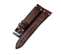 HRTUFN WCC00816 Vintage Brushed Leather Watchband 18 19 20 21 22MM Ultra-Thin Soft, Black, Brown, Green Grey With Antique Bracelet(Maroon,19mm)