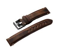 HRTUFN WCC00816 Vintage Crazy Horse Leather Watchband 18 19 20 21 22MM Brown Men Bracelet, Style First Layer Cowhide(19mm)