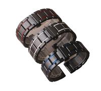 HRTUFN WCC00816 Watchband Accessories Fashion Ceramic Black With Red Stainless Steel Blue Line Straps 20mm 21mm 22mm 23mm 24mm Mens Wrists Bands(Black white line,22mm)