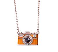 Hrtyvhin 100 Language Camera Necklace Thin Clavicle Jewelry Adjustable 45cm Chain Premium Copper Materials for Daily Wear Language Translator Jewelry Gift