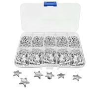 Hrtyvhin 100Pieces Heavy Duty Iron Star Rivets with Storage Box Five Point Star Metal Studs Great for Costumes Jewelry and Metal Studs