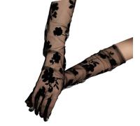 Hrtyvhin 2pack Flower Pattern Gloves Women Long Lace Fingerless Mittens Wedding For Women Stylish Stretch Lace
