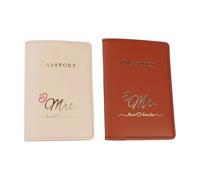 Hrtyvhin 2Pcs PU Leather Passports Holder Passports and Ticket Case for Easy Organization of Cards and Tickets Honeymoon Gift Stylish Passport Case for International Travel