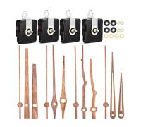 Hrtyvhin 4Pcs Quiet Clock Movement Mechanism with 4 Types Wood Hands Accessories for Repair Replacement Wall Motor Kits