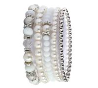 Hrtyvhin 5Piece Crystal Beaded Set with Elastic Band Shimmering Crystal Bead Bracelets Jewelry Ideal for Parties Dates Elastic Stretch Bracelets