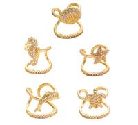 Hrtyvhin 5Pieces Trendy Opening Rings with Sea Theme Nails Stainless Steel Texture for Nails Accessories and Gifts Unique Marine