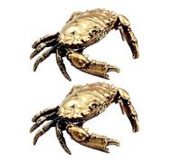 Hrtyvhin Antiqued Brass Crabs Statue with Openable Shell Designs Miniature Trinket Box Ornament for Living Room and Study Decors Metal Art Crabs Statue