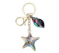 Hrtyvhin Artistic Resin Conch Keychain With Sea Star Charm Unique Travel Souvenir Keys Hoop For Women & Sea Explorers Natural Shell Keychain