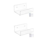 Hrtyvhin Auditory Device Wall Mount Shelf, Transparent | Acrylic U Frame Loudspeaker Bracket with Rounded Edges and Easy Installation for Mount Indoor Home Use 2PCS