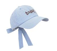 Hrtyvhin Baseball Hat Striped Cotton Texture Embroidered Crown Curved Brim Decorative Back Tie Daily Adventure Looks Sun Shade Baseball Hat
