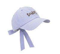 Hrtyvhin Baseball Hat Striped Cotton Texture Embroidered Crown Curved Brim Decorative Back Tie Daily Adventure Looks Sun Shade Baseball Hat