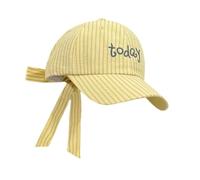 Hrtyvhin Baseball Hat Striped Cotton Texture Embroidered Crown Curved Brim Decorative Back Tie Daily Adventure Looks Sun Shade Baseball Hat