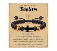 Hrtyvhin Beaded Crosses Adjustable For Boys Religious Ceremony Gifts Confirmation Communion From Parents Grandparents Tigers Eye Stone