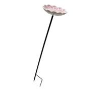 Hrtyvhin Bird Bath for Garden, Ceramic Water Bowl with Metal Ground Stake for Balcony Decor, Yard Display and Patio Decor Small Bird Water Bowl Outdoor Stake