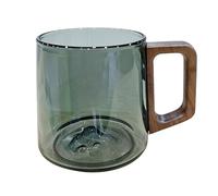 Hrtyvhin Carved Mountain Bottom Glass Cup with Wooden Handle and Retro Aesthetic for Parties Everyday Use Coffee & Teas Mug Glass Coffee Mugs