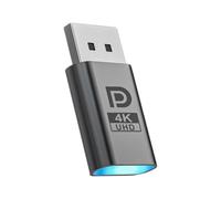 Hrtyvhin Compact DisplayPort Virtual Screen Plug for Workstation Resolution Retention, Headless Monitor Emulator Adapter, Remote GPU Workflow Helper, Aluminum Body, Single-Pack