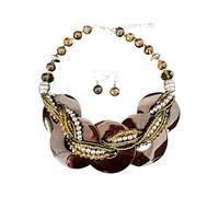 Hrtyvhin Contemporary Shell Jewelry Ensembles Necklace with Matching Earrings Versatile Wear From Beach to Dinner 125g Premium Chain Women ' s Accessories