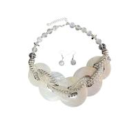 Hrtyvhin Contemporary Shell Jewelry Ensembles Necklace with Matching Earrings Versatile Wear From Beach to Dinner 125g Premium Chain Women ' s Accessories